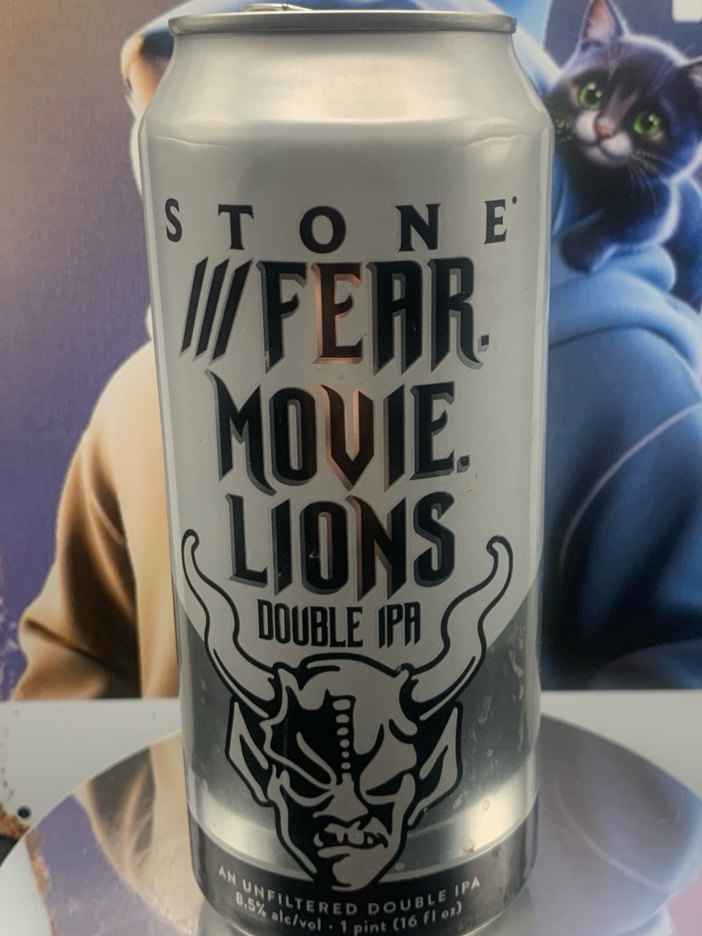 Vintage Beer Can Stone Fear Movie Lions Double IPA Unfiltered Tab Pint Empty